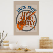 Jazz Fest Music Night, voeg tekst toe Poster (Keuken)