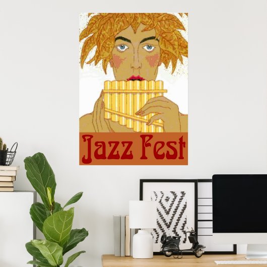 Jazz Fest Pan op Flute Poster (Thuiskantoor)