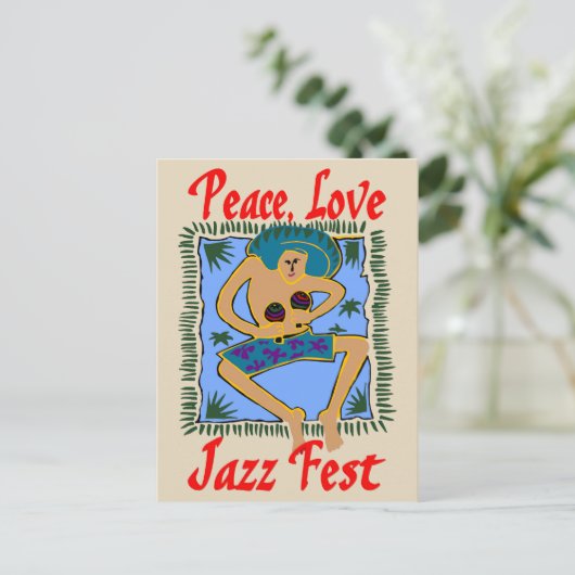 Jazz Fest, Peace Love, Rasta Man Briefkaart (Staand voorkant)