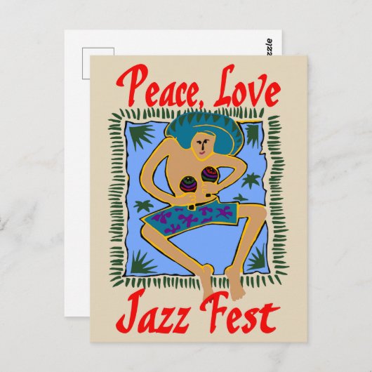 Jazz Fest, Peace Love, Rasta Man Briefkaart (Voorkant / Achterkant)