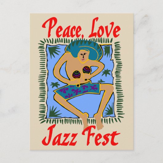 Jazz Fest, Peace Love, Rasta Man Briefkaart (Voorkant)