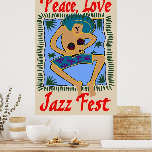 Jazz Fest, Peace Love, Rasta Man Poster (Keuken)