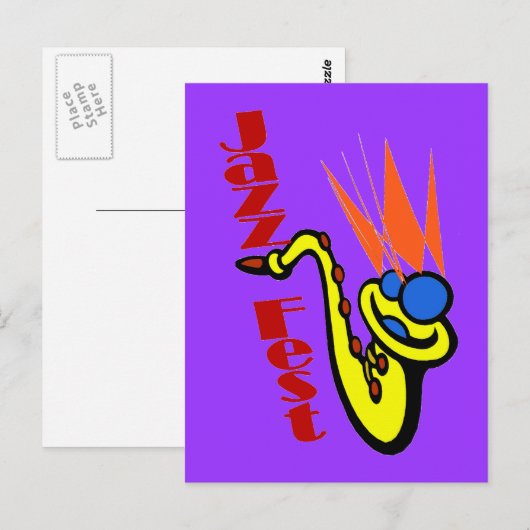 Jazz Fest Sax Briefkaart (Voorkant / Achterkant)