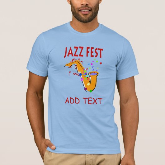 Jazz Fest Sax, voeg naam toe T-shirt (Voorkant)