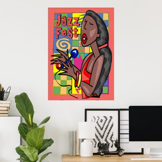 Jazz Fest Singer Poster (Thuiskantoor)
