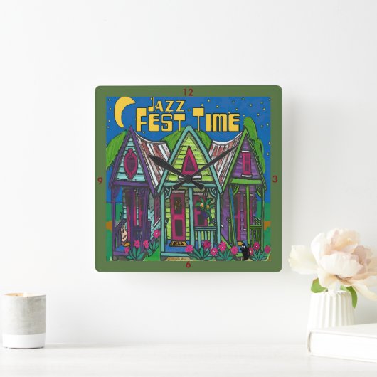 Jazz Fest Time Clock Vierkante Klok (Huis)