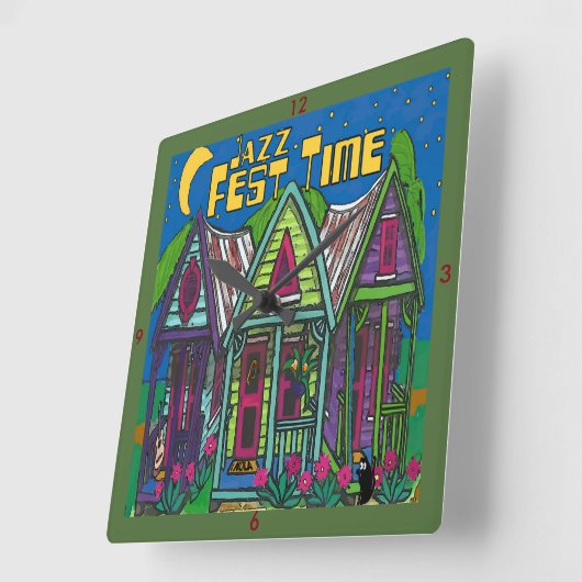 Jazz Fest Time Clock Vierkante Klok (Hoek)