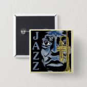 Jazz flair-knop vierkante button 5,1 cm (Voorkant /achterkant)