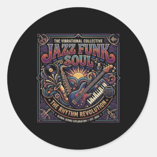 Jazz Funk Soul Muziek Retro Vibe Ritme Revolutie Ronde Sticker