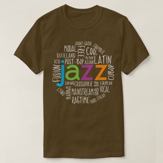 Jazz Genres Fun T-shirt (Design voorkant)