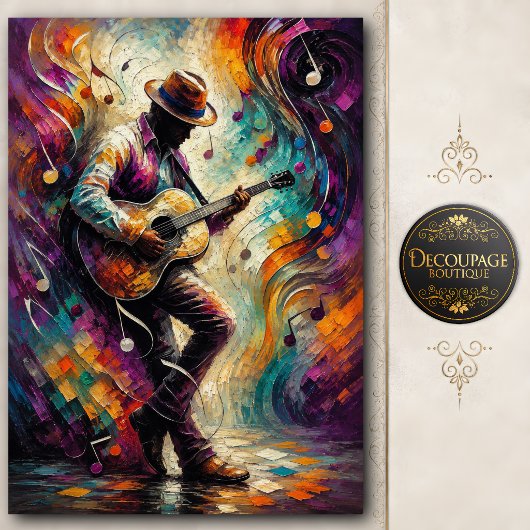 Jazz Gitaar Ritme Decoupage Tissuepapier