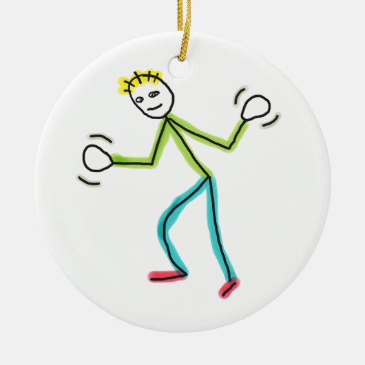 Jazz Hands Stickman Keramisch Ornament (Voorkant)