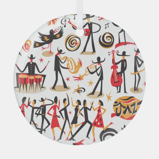 Jazz iconen set: witte achtergrond geïsoleerd glas ornament (Voorkant)