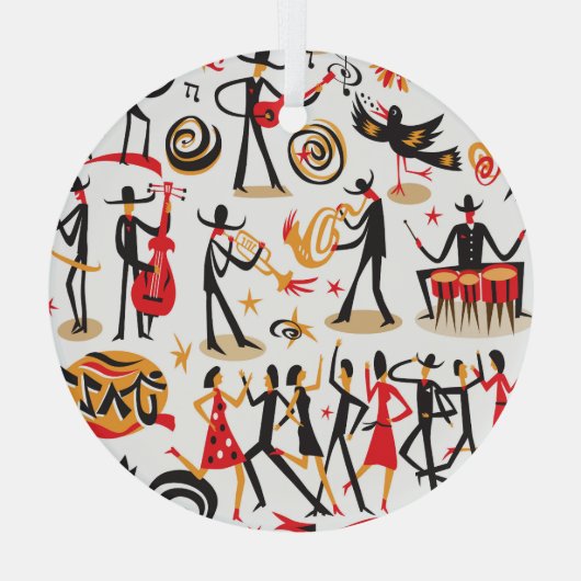 Jazz iconen set: witte achtergrond geïsoleerd glas ornament (Achterkant)