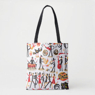 Jazz iconen set: witte achtergrond geïsoleerd tote bag