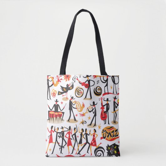 Jazz iconen set: witte achtergrond geïsoleerd tote bag (Voorkant)
