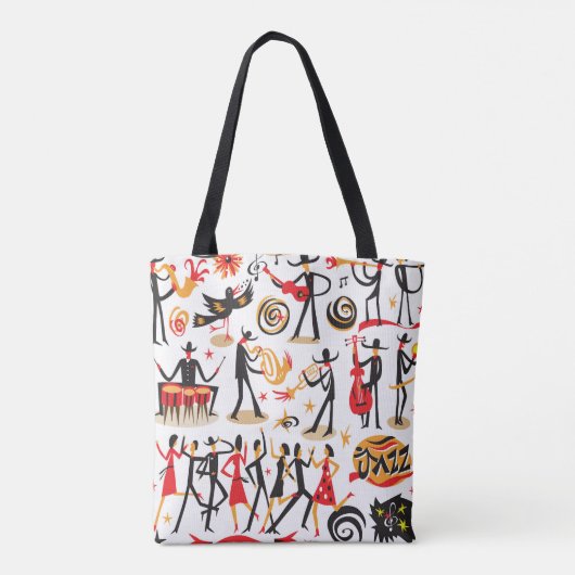 Jazz iconen set: witte achtergrond geïsoleerd tote bag (Achterkant)