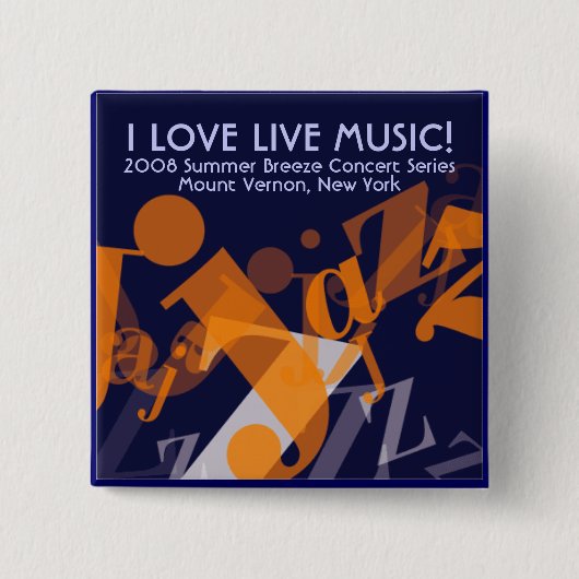Jazz, ik hou van MUZIEK! Vierkante Button 5,1 Cm (Voorkant)