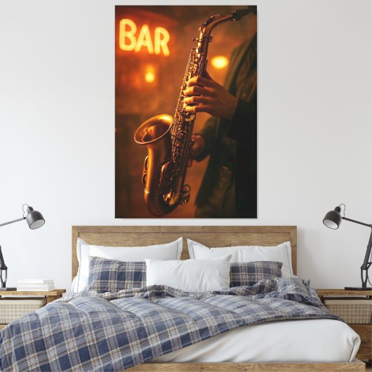 Jazz in Bar Lights Canvas Afdruk (Insitu (Slaapkamer))