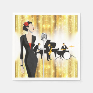 Jazz in het park Cocktail Napkin, muziekthema Servetten