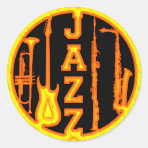 JAZZ INSTRUMENTEN RONDE STICKER