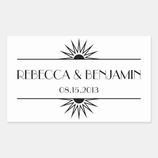 Jazz is een zwarte meetkundige deco bruiloft rechthoekige sticker (Voorkant)