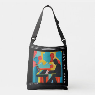 Jazz is Leven De pianist olieverfschildering Aanpa Crossbody Tas