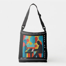 Jazz is Life De pianist olieverfschilderij  Crossbody Tas