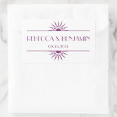 Jazz is paarse meetkundige deco bruiloft rechthoekige sticker (Tas)