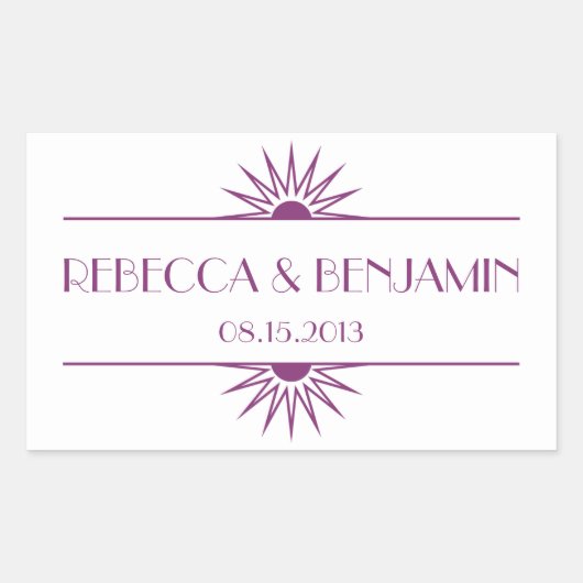 Jazz is paarse meetkundige deco bruiloft rechthoekige sticker (Voorkant)