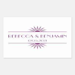 Jazz is paarse meetkundige deco bruiloft rechthoekige sticker