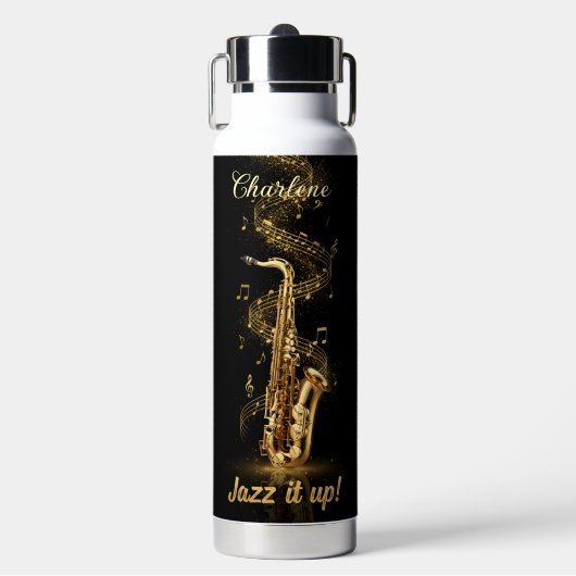 Jazz it up  Saxophone music - Pop up straw Waterfles (Voorkant)