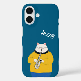 Jazz kat, gepersonaliseerd iPhone 16 hoesje