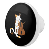 Jazz-kat speelt rechtop in bassins - muzikale gave keramische knop (Rechts)