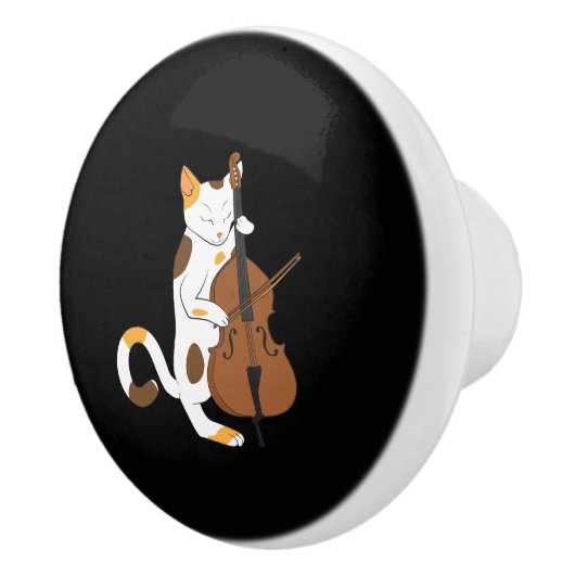 Jazz-kat speelt rechtop in bassins - muzikale gave keramische knop (Rechts)