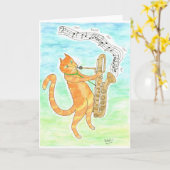 Jazz kattensaxofoon MungoGerry Mulligan eerbetoon Kaart (Gele Bloem)