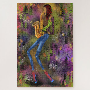 Jazz Lady Saxophone Player Dance Music Sound Legpuzzel