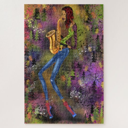 Jazz Lady Saxophone Player Dance Music Sound Legpuzzel (Verticaal)