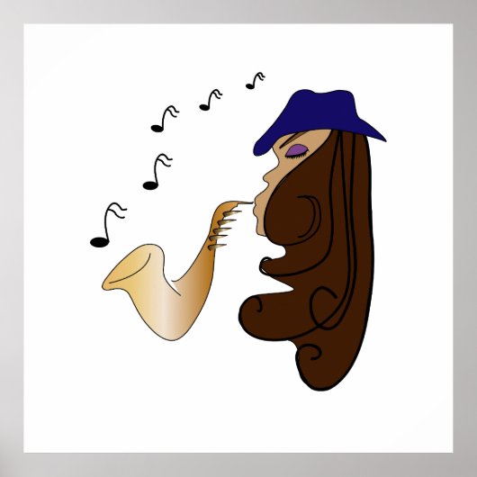 Jazz Lady, saxophonist Poster (Voorkant)