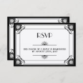Jazz-leeftijd zwarte kunst Deco RSVP trouwreactie (Voorkant / Achterkant)