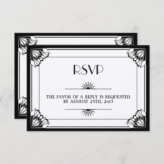 Jazz-leeftijd zwarte kunst Deco RSVP trouwreactie (Voorkant / Achterkant)