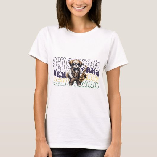 Jazz Lhasa Apso New Orleans T-shirt (Voorkant)