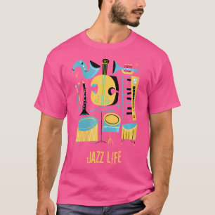 Jazz Life -  jazzmuziek - Retro Mid-Century T-shirt