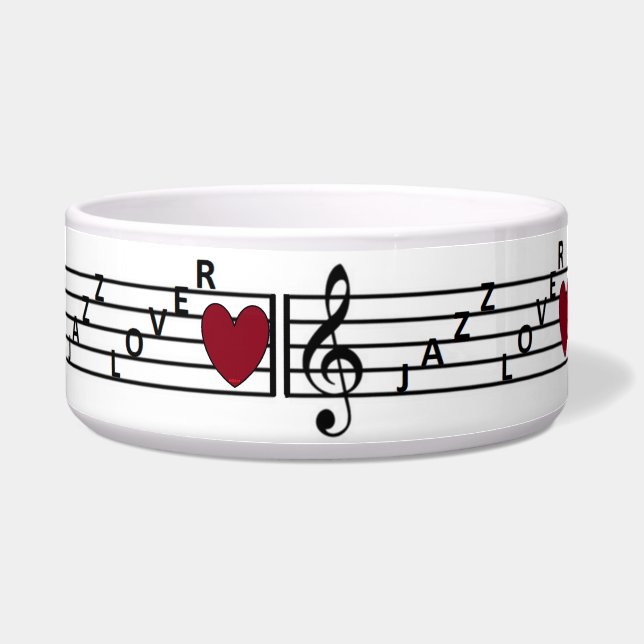 Jazz Lover Ceramic Pet Bowl Voerbakje (Voorkant)