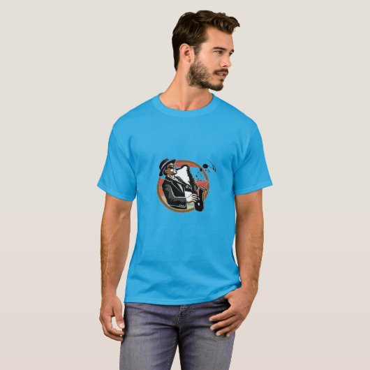Jazz man en hoorn T-shirt (Voorkant volledig)