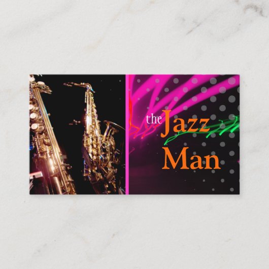 Jazz-Man, stijlvolle neonverlichting/fluorescerend Visitekaartje (Voorkant)