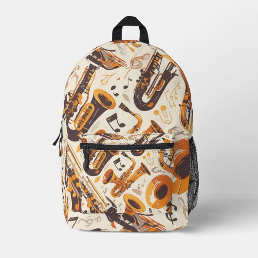 Jazz Melody - Saxofoon Musical Pattern Bedrukte Rugzak (Voorkant)