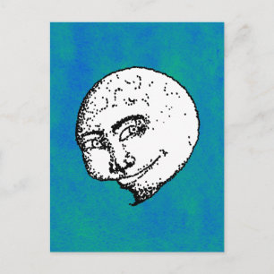 Jazz Moon over blauw-groen Briefkaart