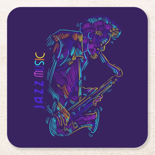 Jazz Music Abstract Neon Drawing Kartonnen Onderzetters (Voorkant)