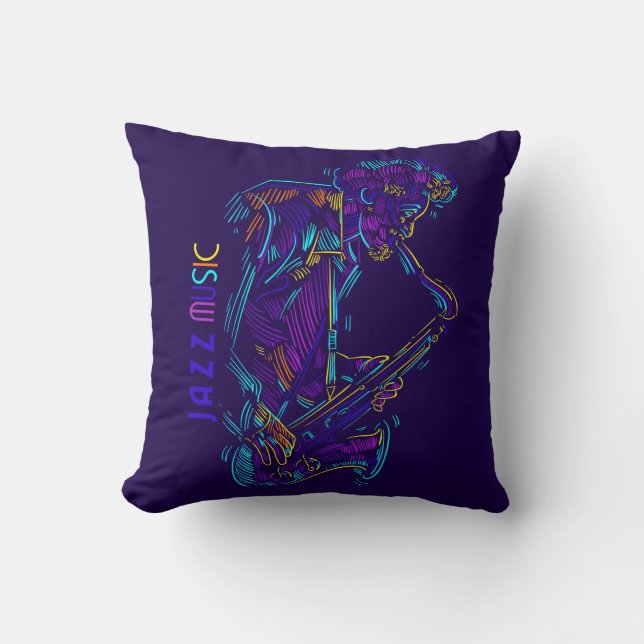 Jazz Music Abstract Neon Drawing Sierkussen (Voorkant)